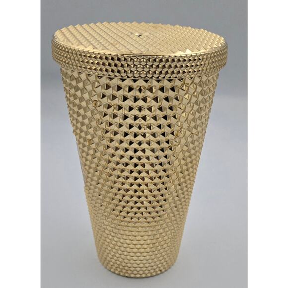 Studded Gold Colored Starbucks 16 oz Tumbler with Lid NO STRAW - Picture 4 of 12